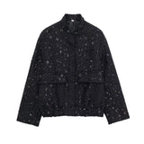 New Women's Pocket Decoration Short Jacket Bead Piece Jacket 7925993-Outfit