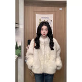 Fongt And Winter Plush Coat Women's Collar Plush Gentle Wind Loose Warm Set Of Short Top