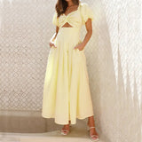Fongt Spring And Summer Sexy Sex Hollow Female Senior Sense Body Out-Back Vacation Style Long Dress