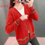 Size 4xl Printed Sweaters Cardigan Women Causal Slim Knitted Gilet Jackets Elegant Vintage Knitwear Coats Thin Malhas