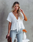 Fongt Summer New Women's Pure Color Splicing Loose Short-Sleeved Strap Lotus Edge Top