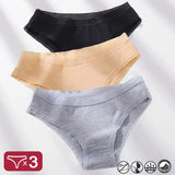 3PCS Women's Cotton Briefs Lace Ventilation Underwear Women Sexy Women's Panties Female Underpants Solid Color