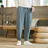 Chinese Style Men's Pants 2024 New Summer Linen Pants Loose Trend Cotton Linen Small Feet Harun Casual Pants-Outfit