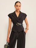 Fongt Temperament Commuting Trousers Senior Sleeveless Set Waist Trouser Trouser Top Suit Suit Suit