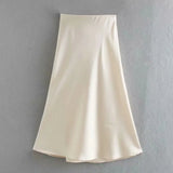 Fongt 2025 New Tight Waist Simple Set Solid Color Lirt Solid Color Half Body Skirt