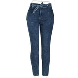 High Waist Jeans Women Streetwear Bandage Denim Jeans Femme Pencil Pants Skinny Casual Jeans