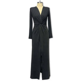 Fongt Sexy Deep V Collar Fold Design Sense High Open Skirt Dress Woman