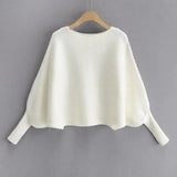 New Autumn Winter Women O Neck Sweaters Pullovers Warm Minimalist Bat Sleeve Knit Shirt Lady Chic