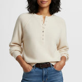 Fongt Women's Autumn And Winter Casual Round-Neck Sweater Henry Shirt Button Knitted Coat