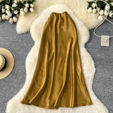 Fongt Sensed With The Frontal Half-Dress Woman 2025 New Light Luxury High-Rise Thin A-Word Bag With A Long Skirt With A Long Tail