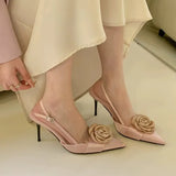 Fongt Fragrant Wind Sharp High Heels Women 2025 Spring And Summer New Fine Heel With Skirt Temperament French Cloth Flower Sandals