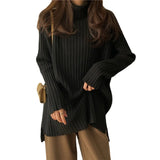 Fongt New Fall / Winter 2023 Retro Lazy Wind Coat With A Long-Sleeved Knit Bottom Turtleneck-Outfit
