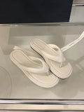 Fongt Small Fragrant Style With Skirt Silver Clip Thick Bottom Flip-Flops Women Wearing Summer Fashion Flat-Bottomed Cool Slippers