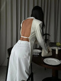 Fongt 2025 Autumn And Winter New Solid Color Back Hollow Slimming High-End Design Blazer Woman