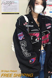 Gothic Punk Embroidery Sweatshirts Women Harajuku Zip Up Oversize Hoodies Black Loose Casual Tops Jacket Vintage