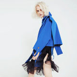 Fongt New Retro Tender Loose-Fitting Shoulders Long Ribbon Winding Short Coat QD876