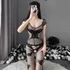 Night Vows Transparent Lingerie Free From Temptation Sexy Black Open Stockings Women Passion Body Net Uniform