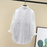 Blouses Shirts Tunic Womens Tops Clothing 2020 Womenswear Long Sleeve Button Up Down White Star Print New Fashion
