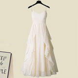 Women Summer Two Pieces Set Korean Knitted Hollow Out Irregular Sunscreen Top And Ruffles Patchwork Chiffon Dress