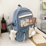 Fur-Ball Backpack Women Waterproof Backpacks for Teenage Girls Schoolbag Transparent Drawstring Pocket Student Travel