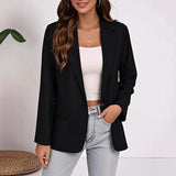 Fongt Wish Spring And Autumn Fashion Splicing Collar Repair Cardigan Temperament Blazer