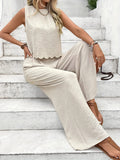 Fongt Summer Women's Fashion Ice Silk Sleeveless Vest Casual Pants Set New