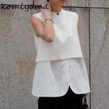 Single Button Ropa Mujer Sleeveless Top Spring Summer Clothes Japanese Simple Tanks & Camis Fashion Ins Women 2024 Tops-Outfit