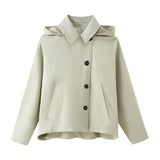 Fongt Women's Clothing Explosion Fashion Casual Style Hooded Coat Short Coat