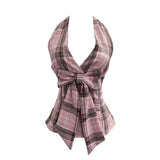 Fongt New Bow Design V-Neck Sexy Hanging Neck Sling Vest Sleeveless Top 9237