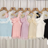 Lace Lace Sleeveless Knitted Sling Vest Summer Pure Hot Girl Repair Short Coat