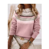 Fongt Hot New Sweater Women's Round Collar Color Loose Fashion Knitted Shirt Long Sleeve