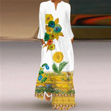 V-neck Long Sleeve Ankle-Length Vintage