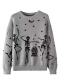 Fongt Women's TUME Exploding Halloween Jaccupy Black Skull Knitted Knitted Sweater