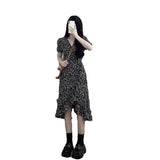 Fongt Break French Black Floral Dress Female Summer 2024 New Small Feeling Chiffon Temperament Dress-Outfit