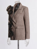 French Retro Style Double Buckle Small Suit 2025 New Handmade Three-Dimensional Flowers High-Grade Hair Blazer Suit