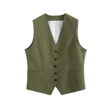 Fongt Women's Linen-Blend Vests In Spring And Summer 2025S + Shorts Sets Of Trendy Brands