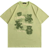 Fairy Bear Cute Graphic T Shirts Kawaii Clothes for Teens Light Green Apricot Cotton Tee Tops Oversized Summer Large