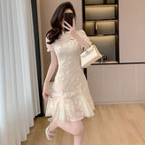 Fongt 2025 New Chinese Embroidery Desire Style Super Fairy Temperament Harvesting Girl Improves Cheongsam裙s