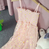 Fongt Yarn Girl Small French 2025 Folding Dress Slings Super Fairy Waist Thin Dress New Retro Daisies Summer