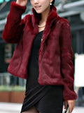 Fongt Women's Winter Warm Imitation Kite Rabbit Wool Coat Plush Collar Imitation Fur Short Coat