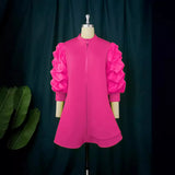 Fongt Temperament Commuting Small Straight-Necked Cardigan Dress Designer Folded Short-Sleeved Top Dress Dress