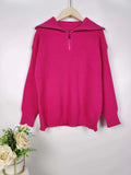 Women's Sweaters 2023 Autumn Winter Long Sleeve Top Loose Knitted Turtleneck Zipper Solid Pullover Women Oversized