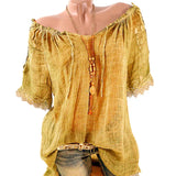 Solid Color Summer Women's Off-shoulder Short-sleeved