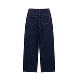Fongt Retro Waist Strap With Belted Collared Denim Jacket Vintage Denim Trousers
