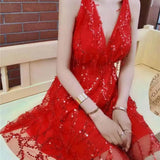 Fongt New Sexy Deliang Liang V-Neck Evening Dress Suspension