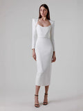 Fongt New Women's Autumn New Horn Long-Sleeved Belt Dress Fashion Temperament