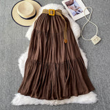 Fongt Half-Dress Women's Dress 2025 Summer Small Medium Long Leisure High-Rise Thin Thong Ponve Cake Skirt