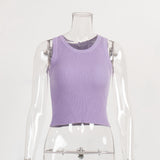 Fongt Vest Women 2025 Summer Solid Color Repair Thread Inside The Top Wearing Short Y2K Vest