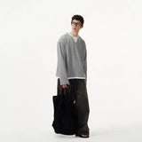 Fongt Wears Two Long-Sleeved T-Shirts For Men And Women Loosely Lazy Wind Oversize Design Sense Simple Top
