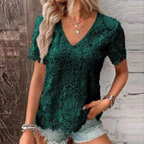 Lace Blouse Women Fashion Short Sleeve Summer Sweet Hollow Out White Shirt Women Tops Casual Loose Clothing Blusas